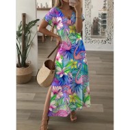 Women's Maxi Dress Casual Dress Sundress Shift Dress Stylish Casual Drop Shoulder Vacation Daily Regular Fit Floral Short Sleeve V Neck Purple Green S Women's Maxi Dress Casual Dress Sundress Shift Dress Stylish Casual Drop Shoulder Vacation Daily Regular Fit Floral Short Sleeve V Neck Purple Green S