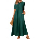 Women's Maxi Dress Casual Dress A Line Dress Stylish Basic Casual Vacation Daily Regular Fit Plain Short Sleeve Crew Neck Pink Blue Dark Green Summer Women's Maxi Dress Casual Dress A Line Dress Stylish Basic Casual Vacation Daily Regular Fit Plain Short Sleeve Crew Neck Pink Blue Dark Green Summer