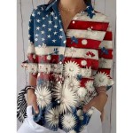 Women's Patriotic Shirt Graphic Flag Vintage Stylish Casual Regular Tops Daily White Red Blue Spring 2025 Women's Patriotic Shirt Graphic Flag Vintage Stylish Casual Regular Tops Daily White Red Blue Spring 2025