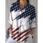 Women's Patriotic Shirt Graphic Flag Vintage Stylish Casual Regular Tops Daily White Red Blue Spring 2025 Women's Patriotic Shirt Graphic Flag Vintage Stylish Casual Regular Tops Daily White Red Blue Spring 2025
