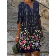 Women's Casual Dress Ethnic Dress Shift Dress Midi Dress Leopard Black White Half Sleeve Floral Print Summer Spring V Neck Basic Daily Vacation Weeken Women's Casual Dress Ethnic Dress Shift Dress Midi Dress Leopard Black White Half Sleeve Floral Print Summer Spring V Neck Basic Daily Vacation Weeken