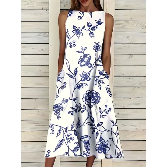 Women's Midi Dress Sundress A Line Dress Summer Dress Vacation Casual Cocktail Birthday Daily Holiday Regular Fit Floral Graphic Sleeveless Crew Neck Women's Midi Dress Sundress A Line Dress Summer Dress Vacation Casual Cocktail Birthday Daily Holiday Regular Fit Floral Graphic Sleeveless Crew Neck