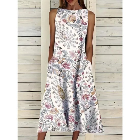 Women's Midi Dress Sundress A Line Dress Summer Dress Vacation Casual Cocktail Birthday Daily Holiday Regular Fit Floral Graphic Sleeveless Crew Neck Women's Midi Dress Sundress A Line Dress Summer Dress Vacation Casual Cocktail Birthday Daily Holiday Regular Fit Floral Graphic Sleeveless Crew Neck