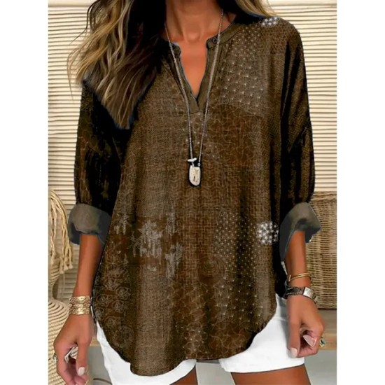 Women's Blouse Tunic V Neck Long Sleeve Boho Casual Tops Graphic Geometric Paisley Vintage Daily Stylish Notched Neck Regular Tops Daily Resort Wear P Women's Blouse Tunic V Neck Long Sleeve Boho Casual Tops Graphic Geometric Paisley Vintage Daily Stylish Notched Neck Regular Tops Daily Resort Wear P