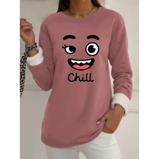 Women's Pullover Sweatshirt Graphic Warm Casual Fuzzy Long Sleeve Round Neck Regular Tops Street Casual Yellow Pink Dark Pink Blue Gray Spring Fall Wi Women's Pullover Sweatshirt Graphic Warm Casual Fuzzy Long Sleeve Round Neck Regular Tops Street Casual Yellow Pink Dark Pink Blue Gray Spring Fall Wi