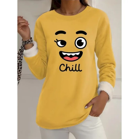 Women's Pullover Sweatshirt Graphic Warm Casual Fuzzy Long Sleeve Round Neck Regular Tops Street Casual Yellow Pink Dark Pink Blue Gray Spring Fall Wi Women's Pullover Sweatshirt Graphic Warm Casual Fuzzy Long Sleeve Round Neck Regular Tops Street Casual Yellow Pink Dark Pink Blue Gray Spring Fall Wi