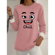 Women's Pullover Sweatshirt Graphic Warm Casual Fuzzy Long Sleeve Round Neck Regular Tops Street Casual Yellow Pink Dark Pink Blue Gray Spring Fall Wi