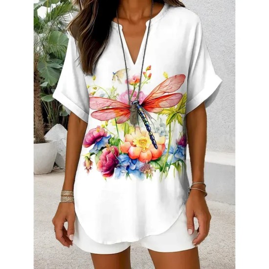 Women's Blouse V Neck Graphic Butterfly Daily Stylish Casual Short Sleeve Regular Tops Daily Holiday Black Red Blue Purple Summer Spring 2025 Women's Blouse V Neck Graphic Butterfly Daily Stylish Casual Short Sleeve Regular Tops Daily Holiday Black Red Blue Purple Summer Spring 2025