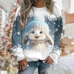 Women's Sweatshirt Pullover Rabbit Casual Sports Print Sportswear Festival Round Neck Long Sleeve Top Micro-elastic Fall & Winter 2025 Women's Sweatshirt Pullover Rabbit Casual Sports Print Sportswear Festival Round Neck Long Sleeve Top Micro-elastic Fall & Winter 2025