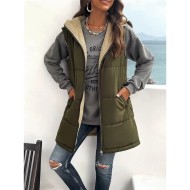 Women's Fleece Jacket Fleece Vest Teddy Coat Warm Breathable Zipper Pocket Fleece Lined Casual Plain Vacation Street Daily Wear Going out Zipper Regul