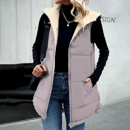 Women's Fleece Jacket Fleece Vest Teddy Coat Warm Breathable Zipper Pocket Fleece Lined Casual Plain Vacation Street Daily Wear Going out Zipper Regul Women's Fleece Jacket Fleece Vest Teddy Coat Warm Breathable Zipper Pocket Fleece Lined Casual Plain Vacation Street Daily Wear Going out Zipper Regul