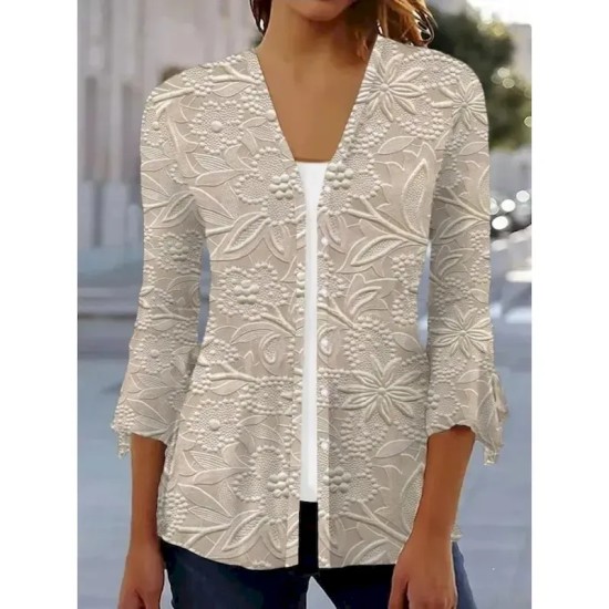 Women's Shirt 3D Print Floral Butterfly Basic 3\/4 Length Sleeve Square Neck Regular Tops Daily Print Khaki Summer Spring 2025 Women's Shirt 3D Print Floral Butterfly Basic 3\/4 Length Sleeve Square Neck Regular Tops Daily Print Khaki Summer Spring 2025