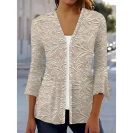 Women's Shirt 3D Print Floral Butterfly Basic 3\/4 Length Sleeve Square Neck Regular Tops Daily Print Khaki Summer Spring 2025