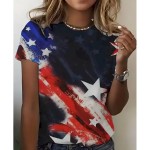 Women's Patriotic T Shirt Graphic Flag Vintage Stylish Classic Short Sleeve Crew Neck Round Neck Regular Tops Daily Weekend Print Black White Red Blu Women's Patriotic T Shirt Graphic Flag Vintage Stylish Classic Short Sleeve Crew Neck Round Neck Regular Tops Daily Weekend Print Black White Red Blu
