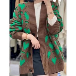 Women's Sweater Cardigan Casual Soft Pure Color Ribbed V Neck Buttons Knitted Print Long Sleeve Long Tops Knit Outdoor Daily Weekend Black Pink Fall W