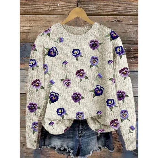 Women's Sweater Casual Soft Animal Ribbed Crew Neck Knitted Print Long Sleeve Regular Tops Knit Outdoor Daily Weekend Dark Green Green Fall Winter 202 Women's Sweater Casual Soft Animal Ribbed Crew Neck Knitted Print Long Sleeve Regular Tops Knit Outdoor Daily Weekend Dark Green Green Fall Winter 202