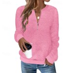 Women's Texture Sweatshirt Pullover Plain Streetwear Casual Comfy Long Sleeve V Neck Regular Tops Street Holiday Going out Half Zipper Quarter Zipper Women's Texture Sweatshirt Pullover Plain Streetwear Casual Comfy Long Sleeve V Neck Regular Tops Street Holiday Going out Half Zipper Quarter Zipper