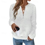 Women's Texture Sweatshirt Pullover Plain Streetwear Casual Comfy Long Sleeve V Neck Regular Tops Street Holiday Going out Half Zipper Quarter Zipper Women's Texture Sweatshirt Pullover Plain Streetwear Casual Comfy Long Sleeve V Neck Regular Tops Street Holiday Going out Half Zipper Quarter Zipper