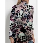 Women's Blouse Floral Graphic Elegant Active Stylish Long Sleeve Turtleneck Regular Tops Party Evening Wear Daily Going out Asymmetric Hem Pink Spring Women's Blouse Floral Graphic Elegant Active Stylish Long Sleeve Turtleneck Regular Tops Party Evening Wear Daily Going out Asymmetric Hem Pink Spring