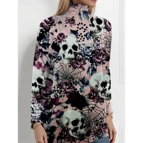 Women's Blouse Floral Graphic Elegant Active Stylish Long Sleeve Turtleneck Regular Tops Party Evening Wear Daily Going out Asymmetric Hem Pink Spring Women's Blouse Floral Graphic Elegant Active Stylish Long Sleeve Turtleneck Regular Tops Party Evening Wear Daily Going out Asymmetric Hem Pink Spring