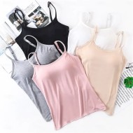 Women's Pajamas Top Pure Color Simple Comfort Daily Rayon Breathable Straps Sleeveless Strap Top Backless Chest pads Summer Spring Home Outfits 2025 Women's Pajamas Top Pure Color Simple Comfort Daily Rayon Breathable Straps Sleeveless Strap Top Backless Chest pads Summer Spring Home Outfits 2025