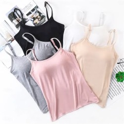 Women's Pajamas Top Pure Color Simple Comfort Daily Rayon Breathable Straps Sleeveless Strap Top Backless Chest pads Summer Spring Home Outfits 2025