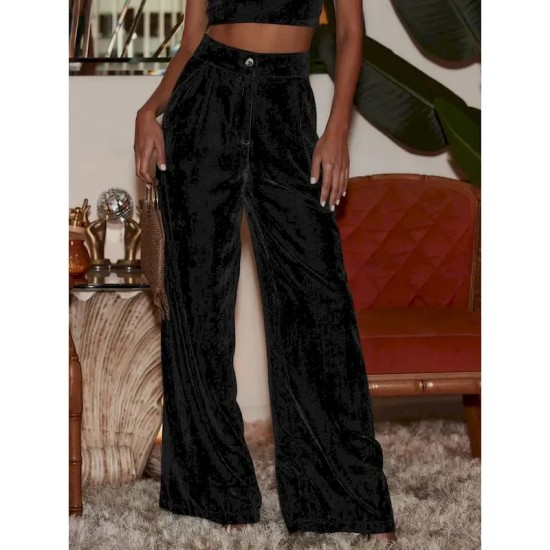 Women's Wide Leg Chinos Fashion Streetwear Full Length High Waist Plain Pocket Comfy Soft Comfortable Micro-elastic Outdoor Street Apricot Red Winter Women's Wide Leg Chinos Fashion Streetwear Full Length High Waist Plain Pocket Comfy Soft Comfortable Micro-elastic Outdoor Street Apricot Red Winter