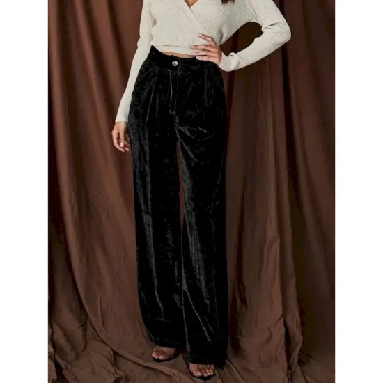 Women's Wide Leg Chinos Fashion Streetwear Full Length High Waist Plain Pocket Comfy Soft Comfortable Micro-elastic Outdoor Street Apricot Red Winter Women's Wide Leg Chinos Fashion Streetwear Full Length High Waist Plain Pocket Comfy Soft Comfortable Micro-elastic Outdoor Street Apricot Red Winter