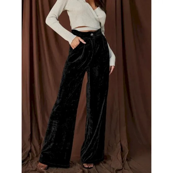 Women's Wide Leg Chinos Fashion Streetwear Full Length High Waist Plain Pocket Comfy Soft Comfortable Micro-elastic Outdoor Street Apricot Red Winter Women's Wide Leg Chinos Fashion Streetwear Full Length High Waist Plain Pocket Comfy Soft Comfortable Micro-elastic Outdoor Street Apricot Red Winter