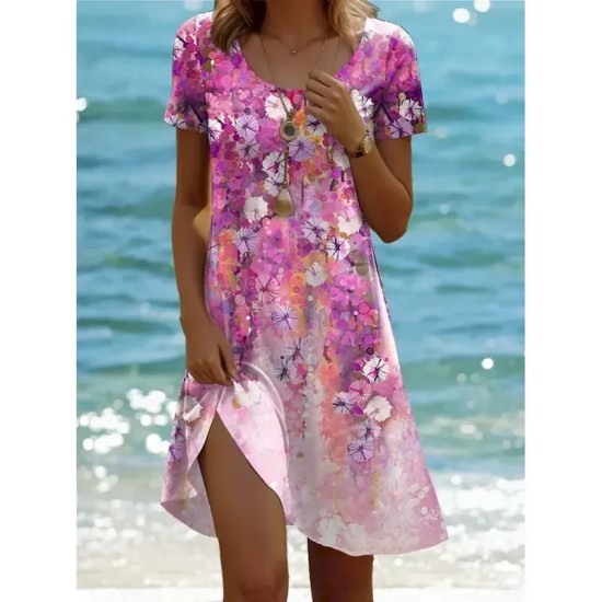 Women's Mini Dress Casual Dress Bohemia Vacation Tropical Cap Sleeve Vacation Holiday Beach Regular Fit Ombre Graphic Tropical Short Sleeve Crew Neck Women's Mini Dress Casual Dress Bohemia Vacation Tropical Cap Sleeve Vacation Holiday Beach Regular Fit Ombre Graphic Tropical Short Sleeve Crew Neck
