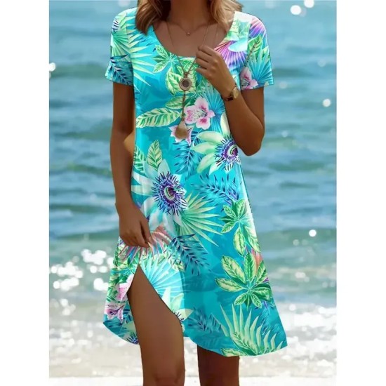 Women's Mini Dress Casual Dress Bohemia Vacation Tropical Cap Sleeve Vacation Holiday Beach Regular Fit Ombre Graphic Tropical Short Sleeve Crew Neck Women's Mini Dress Casual Dress Bohemia Vacation Tropical Cap Sleeve Vacation Holiday Beach Regular Fit Ombre Graphic Tropical Short Sleeve Crew Neck
