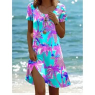 Women's Mini Dress Casual Dress Bohemia Vacation Tropical Cap Sleeve Vacation Holiday Beach Regular Fit Ombre Graphic Tropical Short Sleeve Crew Neck Women's Mini Dress Casual Dress Bohemia Vacation Tropical Cap Sleeve Vacation Holiday Beach Regular Fit Ombre Graphic Tropical Short Sleeve Crew Neck