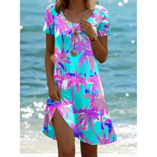 Women's Mini Dress Casual Dress Bohemia Vacation Tropical Cap Sleeve Vacation Holiday Beach Regular Fit Ombre Graphic Tropical Short Sleeve Crew Neck Women's Mini Dress Casual Dress Bohemia Vacation Tropical Cap Sleeve Vacation Holiday Beach Regular Fit Ombre Graphic Tropical Short Sleeve Crew Neck