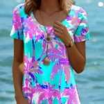 Women's Mini Dress Casual Dress Bohemia Vacation Tropical Cap Sleeve Vacation Holiday Beach Regular Fit Ombre Graphic Tropical Short Sleeve Crew Neck Women's Mini Dress Casual Dress Bohemia Vacation Tropical Cap Sleeve Vacation Holiday Beach Regular Fit Ombre Graphic Tropical Short Sleeve Crew Neck