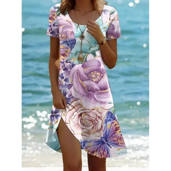Women's Mini Dress Casual Dress Bohemia Vacation Tropical Cap Sleeve Vacation Holiday Beach Regular Fit Ombre Graphic Tropical Short Sleeve Crew Neck Women's Mini Dress Casual Dress Bohemia Vacation Tropical Cap Sleeve Vacation Holiday Beach Regular Fit Ombre Graphic Tropical Short Sleeve Crew Neck