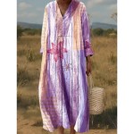 Women's Midi Dress A Line Dress Fit And Flare Dress Casual Boho Wedding Guest Daily Going out Loose Fit Floral Graphic Geometric Long Sleeve V Neck Li Women's Midi Dress A Line Dress Fit And Flare Dress Casual Boho Wedding Guest Daily Going out Loose Fit Floral Graphic Geometric Long Sleeve V Neck Li