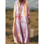 Women's Midi Dress A Line Dress Fit And Flare Dress Casual Boho Wedding Guest Daily Going out Loose Fit Floral Graphic Geometric Long Sleeve V Neck Li Women's Midi Dress A Line Dress Fit And Flare Dress Casual Boho Wedding Guest Daily Going out Loose Fit Floral Graphic Geometric Long Sleeve V Neck Li