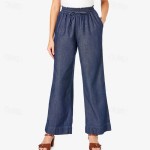 Women's Linen Pants Pants Trousers Lightweight Casual Full Length Mid Rise Plain Pocket Drawstring Breathability Comfortable Inelastic Home Casual Dai Women's Linen Pants Pants Trousers Lightweight Casual Full Length Mid Rise Plain Pocket Drawstring Breathability Comfortable Inelastic Home Casual Dai