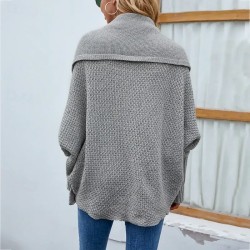 Women's Sweater Jacket Casual Soft Pure Color Shirt Collar Patchwork Long Sleeve Regular Tops Knit Outdoor Daily Weekend Gray Fall Winter 2025 Women's Sweater Jacket Casual Soft Pure Color Shirt Collar Patchwork Long Sleeve Regular Tops Knit Outdoor Daily Weekend Gray Fall Winter 2025