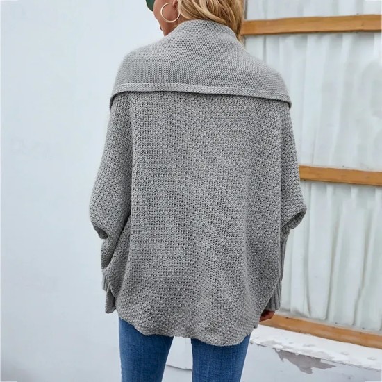 Women's Sweater Jacket Casual Soft Pure Color Shirt Collar Patchwork Long Sleeve Regular Tops Knit Outdoor Daily Weekend Gray Fall Winter 2025 Women's Sweater Jacket Casual Soft Pure Color Shirt Collar Patchwork Long Sleeve Regular Tops Knit Outdoor Daily Weekend Gray Fall Winter 2025