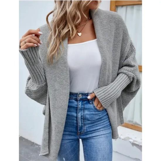 Women's Sweater Jacket Casual Soft Pure Color Shirt Collar Patchwork Long Sleeve Regular Tops Knit Outdoor Daily Weekend Gray Fall Winter 2025 Women's Sweater Jacket Casual Soft Pure Color Shirt Collar Patchwork Long Sleeve Regular Tops Knit Outdoor Daily Weekend Gray Fall Winter 2025
