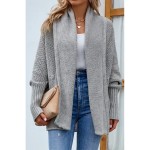 Women's Sweater Jacket Casual Soft Pure Color Shirt Collar Patchwork Long Sleeve Regular Tops Knit Outdoor Daily Weekend Gray Fall Winter 2025 Women's Sweater Jacket Casual Soft Pure Color Shirt Collar Patchwork Long Sleeve Regular Tops Knit Outdoor Daily Weekend Gray Fall Winter 2025