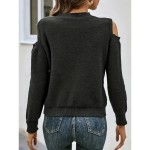 Women's Sweater Casual Soft Pure Color Cable Crew Neck Knitted Cold Shoulder Long Sleeve Regular Tops Knit Outdoor Daily Weekend Black Fall Winter 202 Women's Sweater Casual Soft Pure Color Cable Crew Neck Knitted Cold Shoulder Long Sleeve Regular Tops Knit Outdoor Daily Weekend Black Fall Winter 202