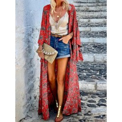 Women's Dressy Dusters Dressy Jackets Casual Jacket Outdoor Street Daily Fall Winter Maxi Coat Regular Fit Warm Breathable Bohemian Style Vintage Styl