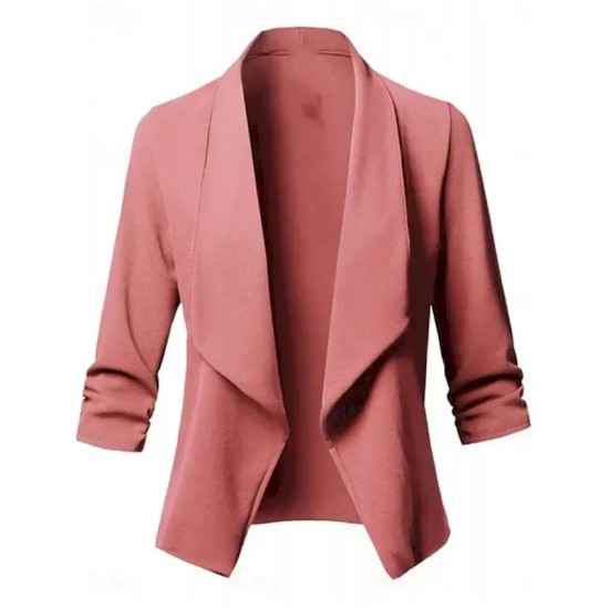 Women's Blazer Work Oversized Solid Color Breathable OL Style Regular Fit Outerwear Long Sleeve Fall Pink S 2025 Women's Blazer Work Oversized Solid Color Breathable OL Style Regular Fit Outerwear Long Sleeve Fall Pink S 2025