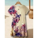 Women's Mini Dress A Line DressT Shirt Dress Tee Dress Casual Vacation Daily Regular Fit Graphic Paisley Short Sleeve V Neck Blue Beige Summer Spring Women's Mini Dress A Line DressT Shirt Dress Tee Dress Casual Vacation Daily Regular Fit Graphic Paisley Short Sleeve V Neck Blue Beige Summer Spring