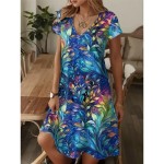 Women's Mini Dress A Line DressT Shirt Dress Tee Dress Casual Vacation Daily Regular Fit Graphic Paisley Short Sleeve V Neck Blue Beige Summer Spring Women's Mini Dress A Line DressT Shirt Dress Tee Dress Casual Vacation Daily Regular Fit Graphic Paisley Short Sleeve V Neck Blue Beige Summer Spring