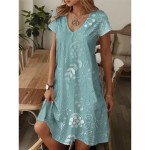 Women's Mini Dress A Line DressT Shirt Dress Tee Dress Casual Vacation Daily Regular Fit Graphic Paisley Short Sleeve V Neck Blue Beige Summer Spring Women's Mini Dress A Line DressT Shirt Dress Tee Dress Casual Vacation Daily Regular Fit Graphic Paisley Short Sleeve V Neck Blue Beige Summer Spring