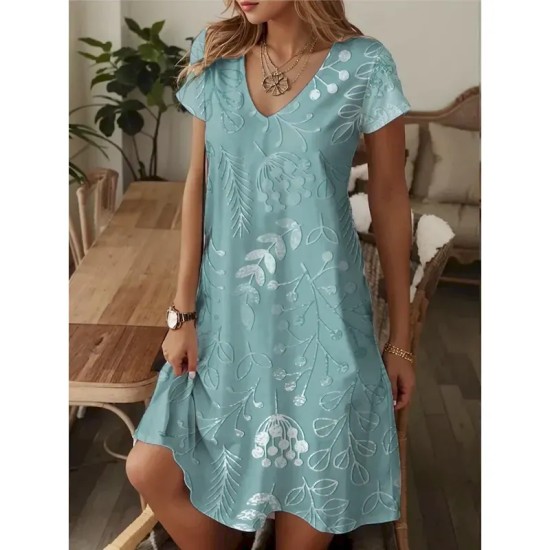 Women's Mini Dress A Line DressT Shirt Dress Tee Dress Casual Vacation Daily Regular Fit Graphic Paisley Short Sleeve V Neck Blue Beige Summer Spring Women's Mini Dress A Line DressT Shirt Dress Tee Dress Casual Vacation Daily Regular Fit Graphic Paisley Short Sleeve V Neck Blue Beige Summer Spring