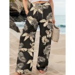 Women's Culottes Wide Leg Wide Leg Chinos Vacation Vintage Fashion Full Length High Waist Graphic Leaf Elastic Waistband Printing Soft Breathable Micr Women's Culottes Wide Leg Wide Leg Chinos Vacation Vintage Fashion Full Length High Waist Graphic Leaf Elastic Waistband Printing Soft Breathable Micr